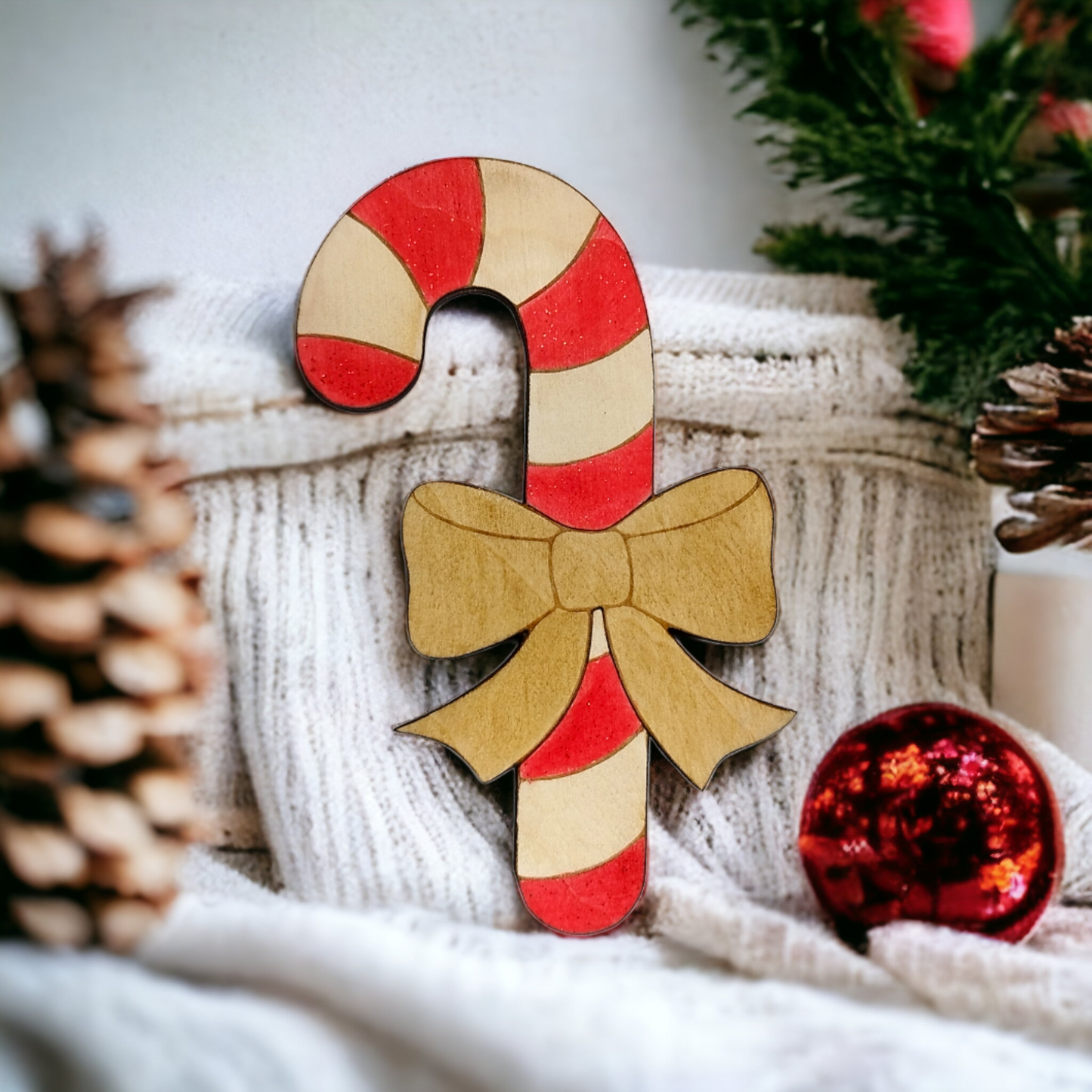 Candy Cane Wooden Christmas Decoration - Home Decor
