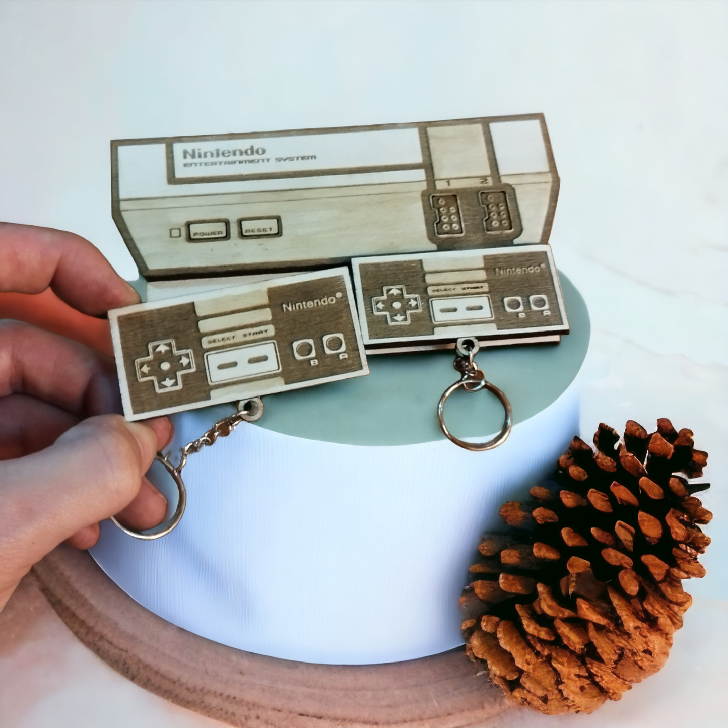 Nintendo Keychain Magnet Wall Mount - Keyring Holder - NES