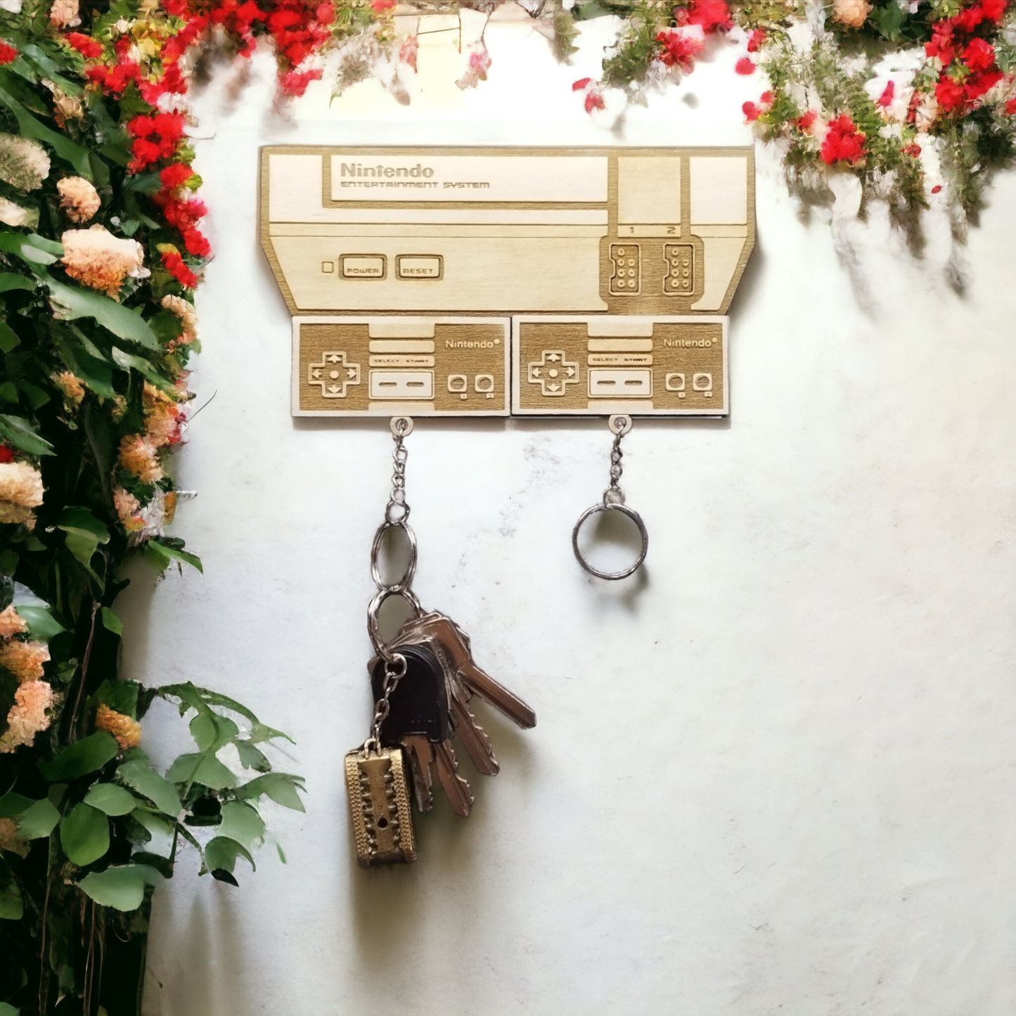 Nintendo Keychain Magnet Wall Mount - Keyring Holder - NES
