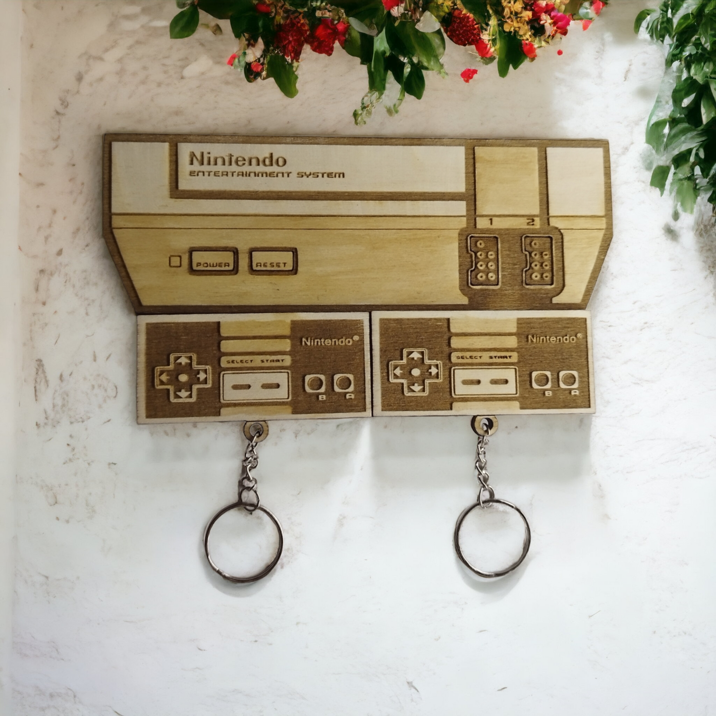 Nintendo Keychain Magnet Wall Mount - Keyring Holder - NES