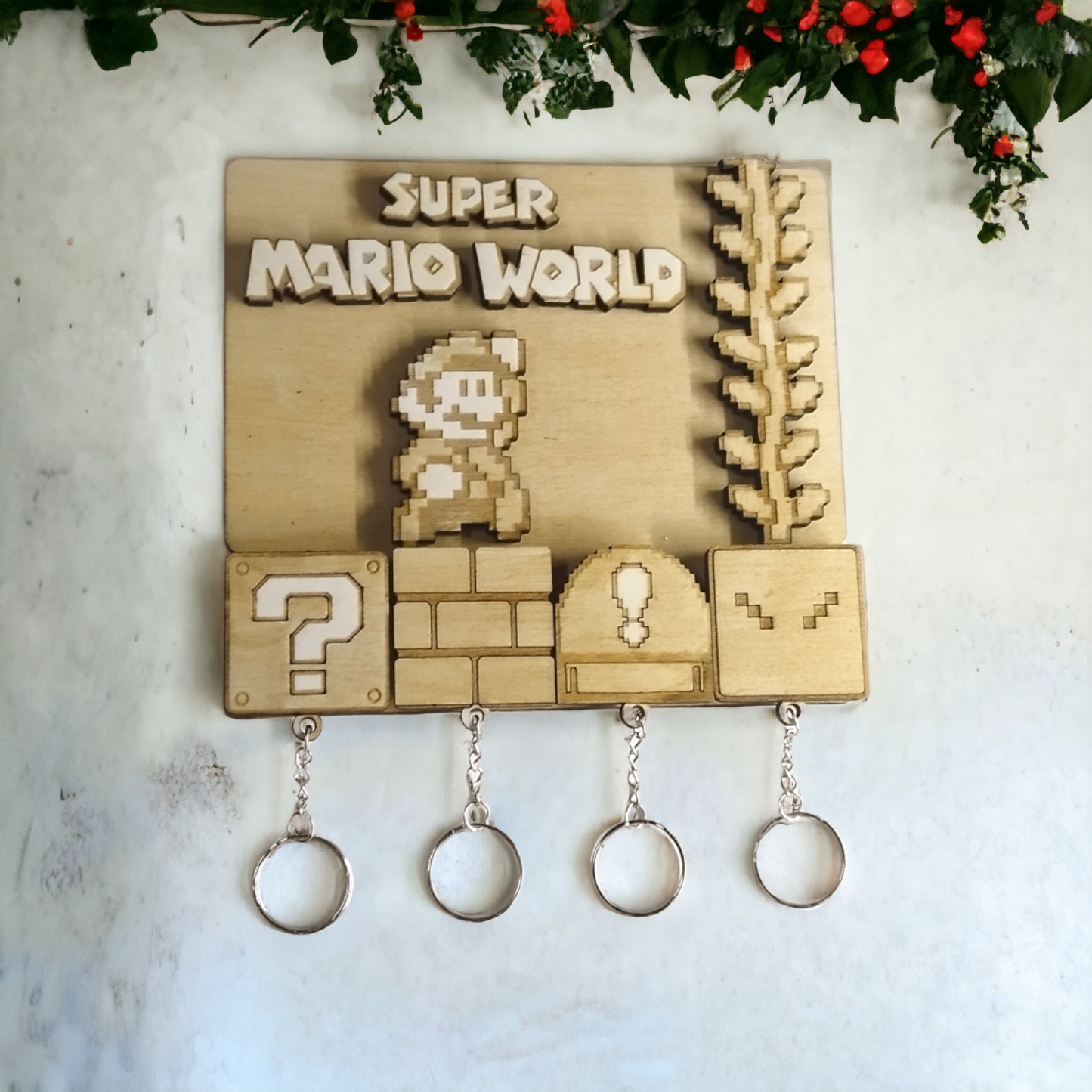 Super Mario Keychain Magnet Wall Mount - Keyring Holder