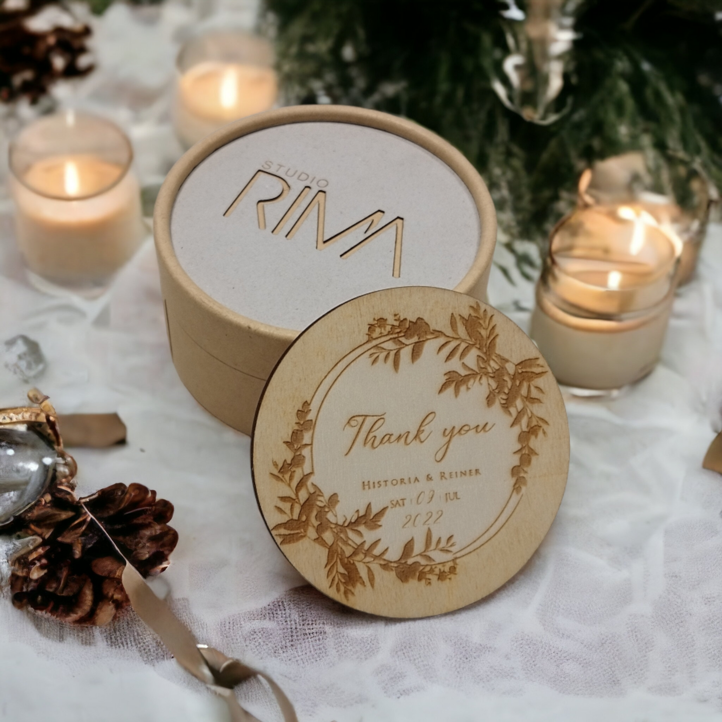 Custom Wedding Wooden Coasters - Handmade Gift - Housewarming - Wood Kitchenware
