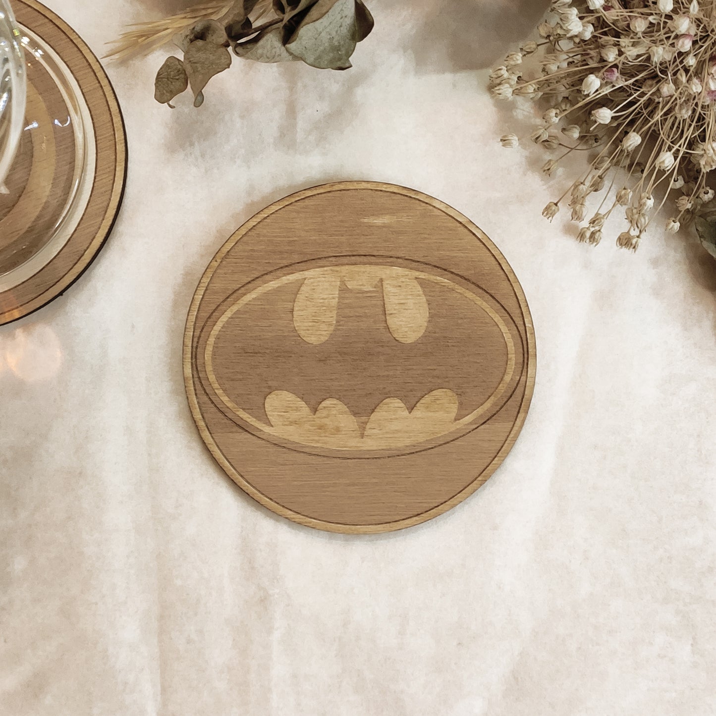 Set of 6 Superheroes Wooden Coasters - Handmade Gift - Housewarming - Wood Kitchenware