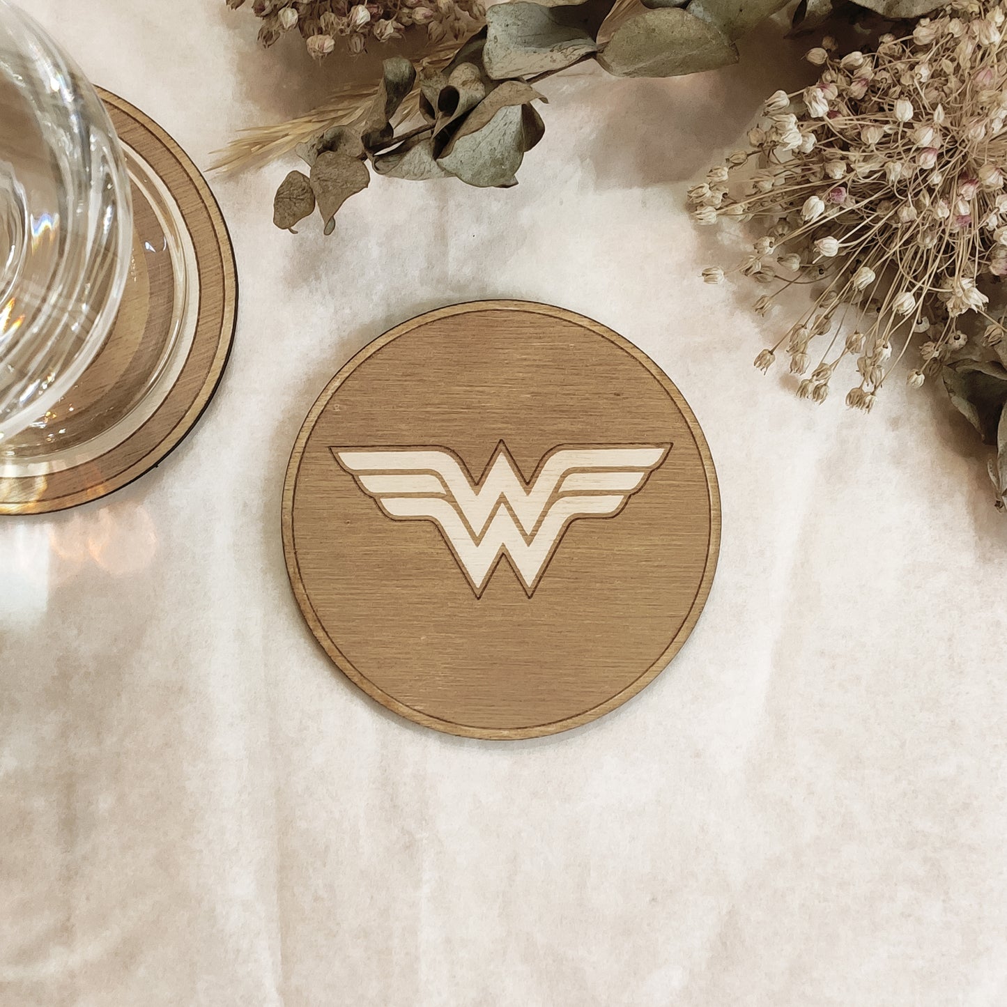 Set of 6 Superheroes Wooden Coasters - Handmade Gift - Housewarming - Wood Kitchenware