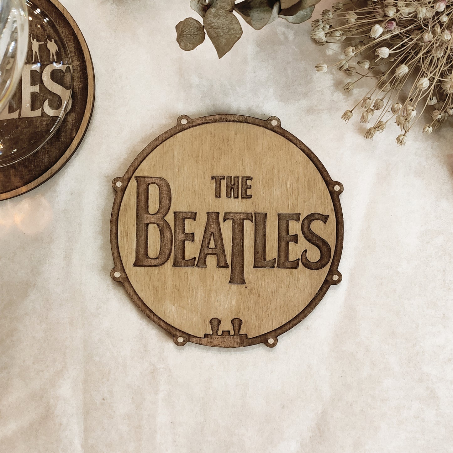 Set of 6 The Beatles Wooden Coasters - Handmade Gift - Housewarming - Wood Kitchenware - Rock Band