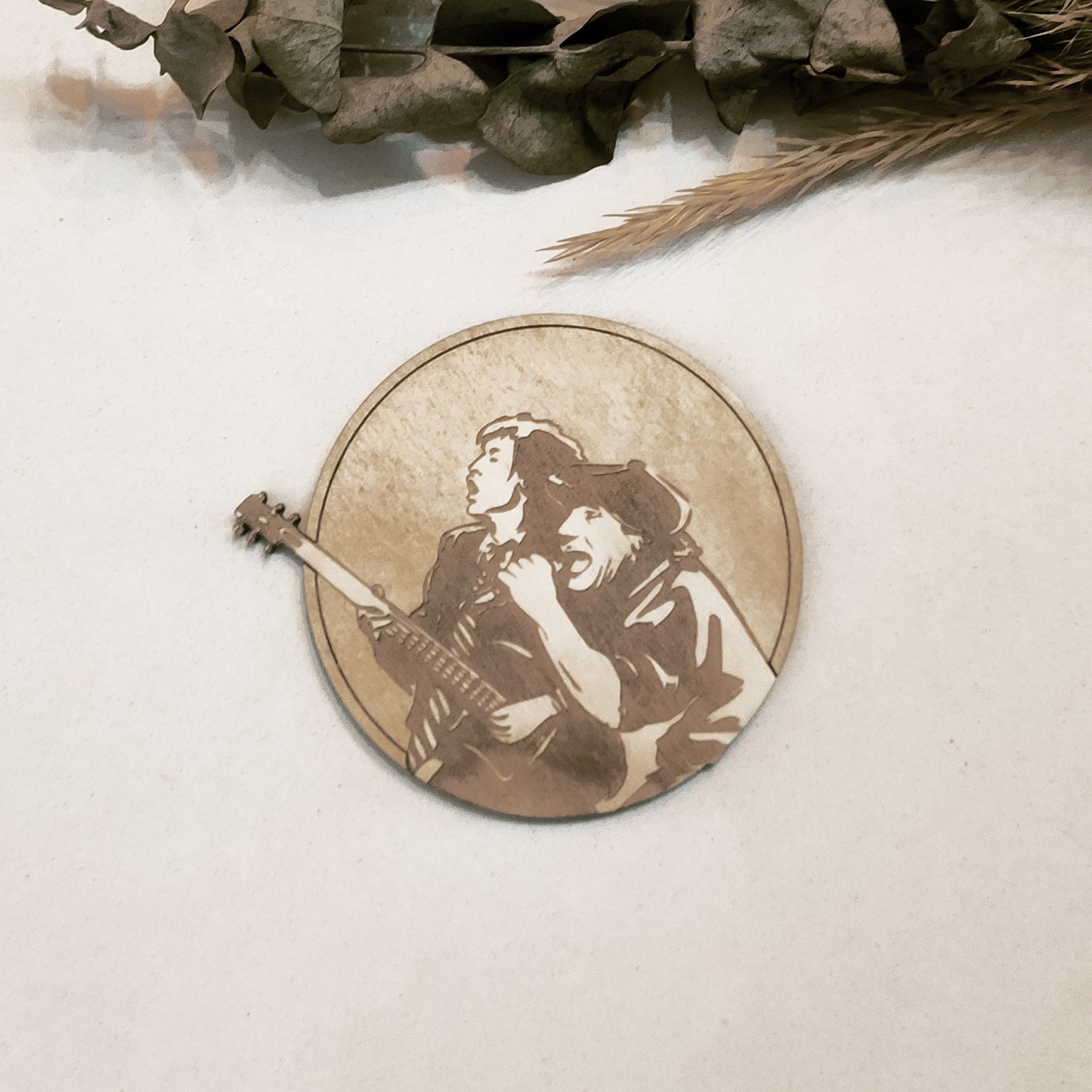 Set of 6 ACDC Wooden Coasters - Handmade Gift - Housewarming - Wood Kitchenware - Rock Band