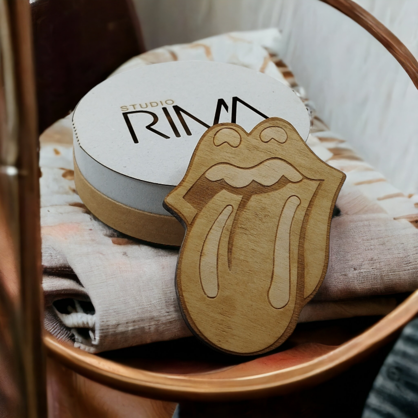 Set of 4 Rolling Stones Wooden Coasters - Handmade Gift - Housewarming - Wood Kitchenware