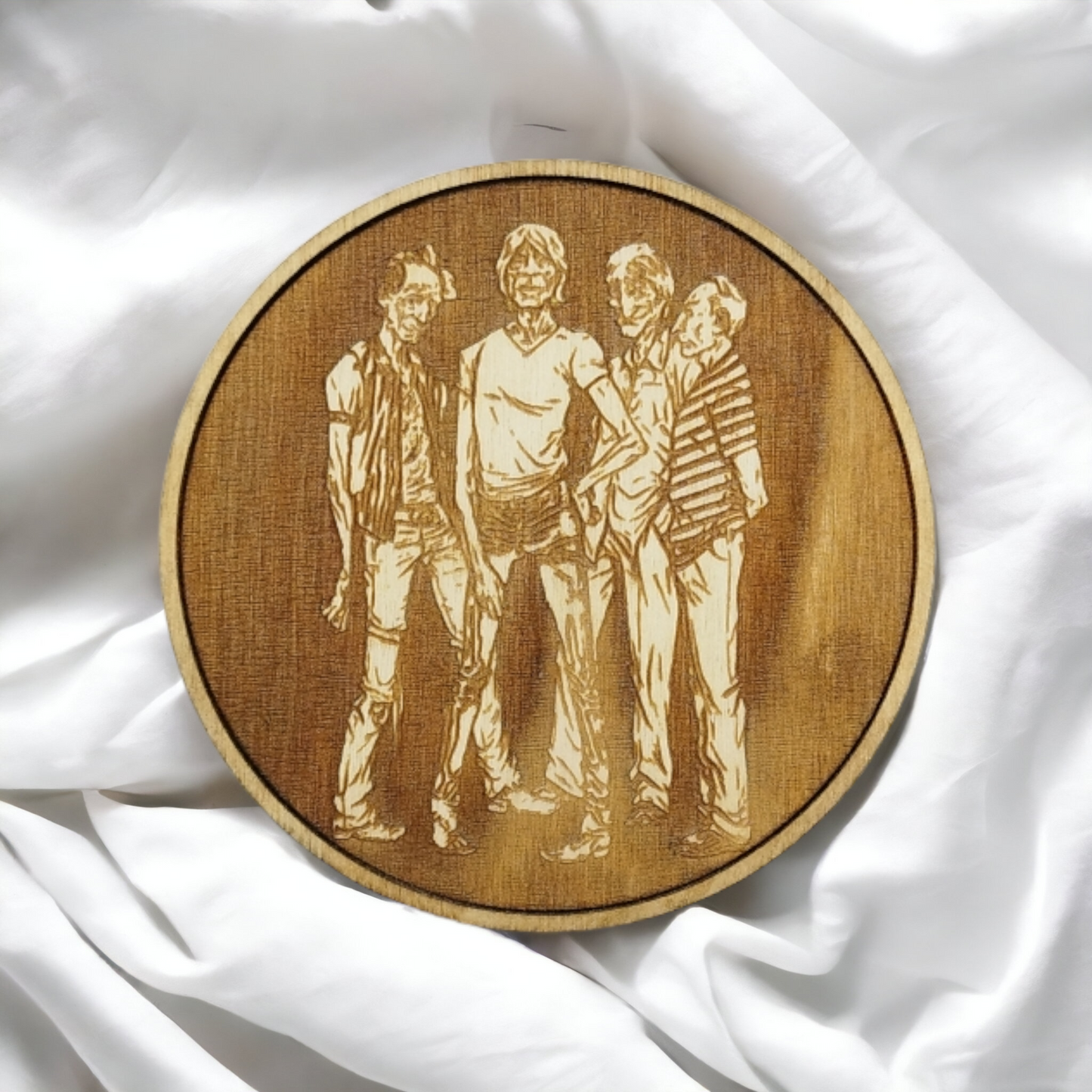 Set of 4 Rolling Stones Wooden Coasters - Handmade Gift - Housewarming - Wood Kitchenware