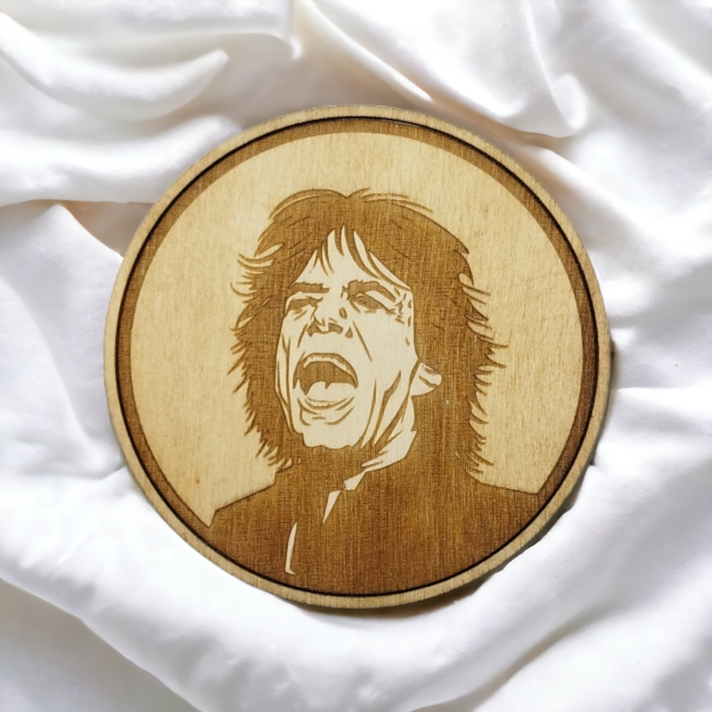 Set of 4 Rolling Stones Wooden Coasters - Handmade Gift - Housewarming - Wood Kitchenware