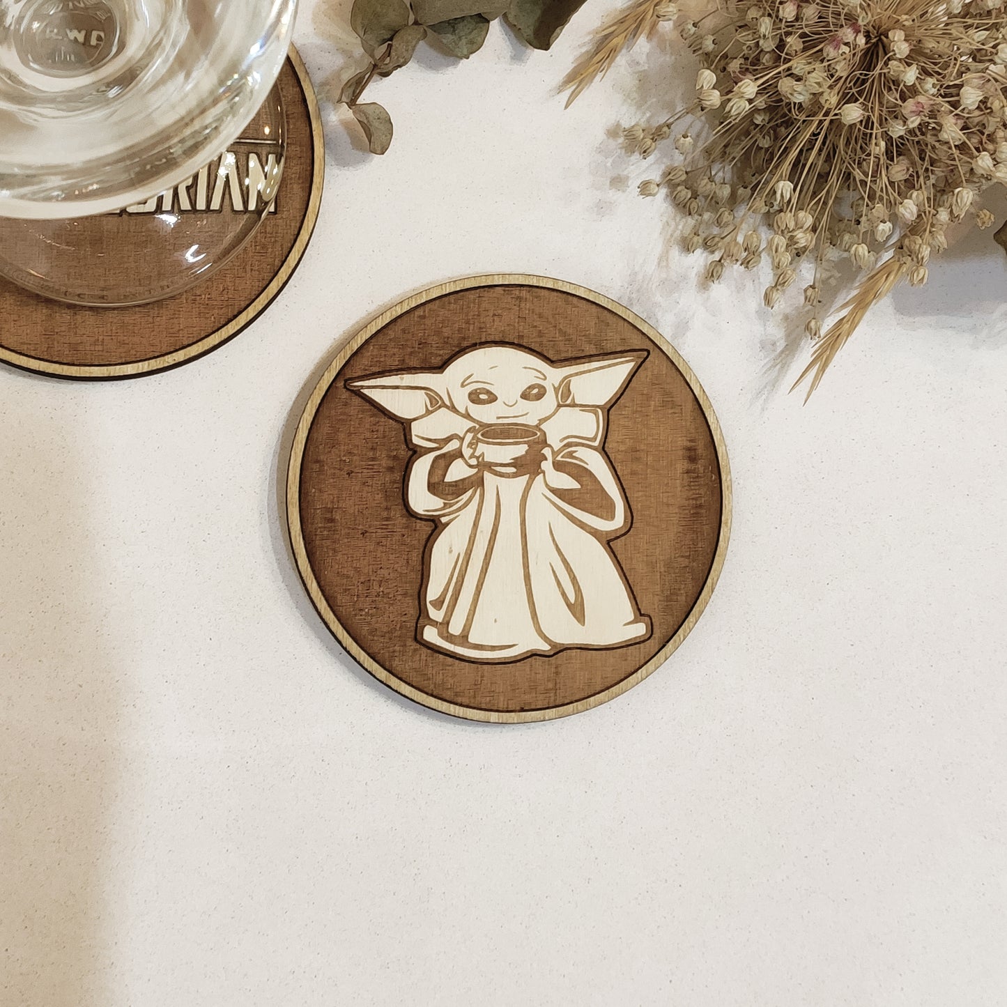 Set of 6 The Mandalorian Wooden Coasters - Handmade Gift - Housewarming - Wood Kitchenware