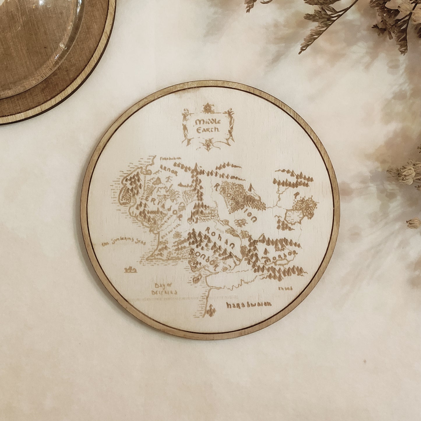 Set of 6 The Hobbit Wooden Coasters - Handmade Gift - Housewarming - Wood Kitchenware