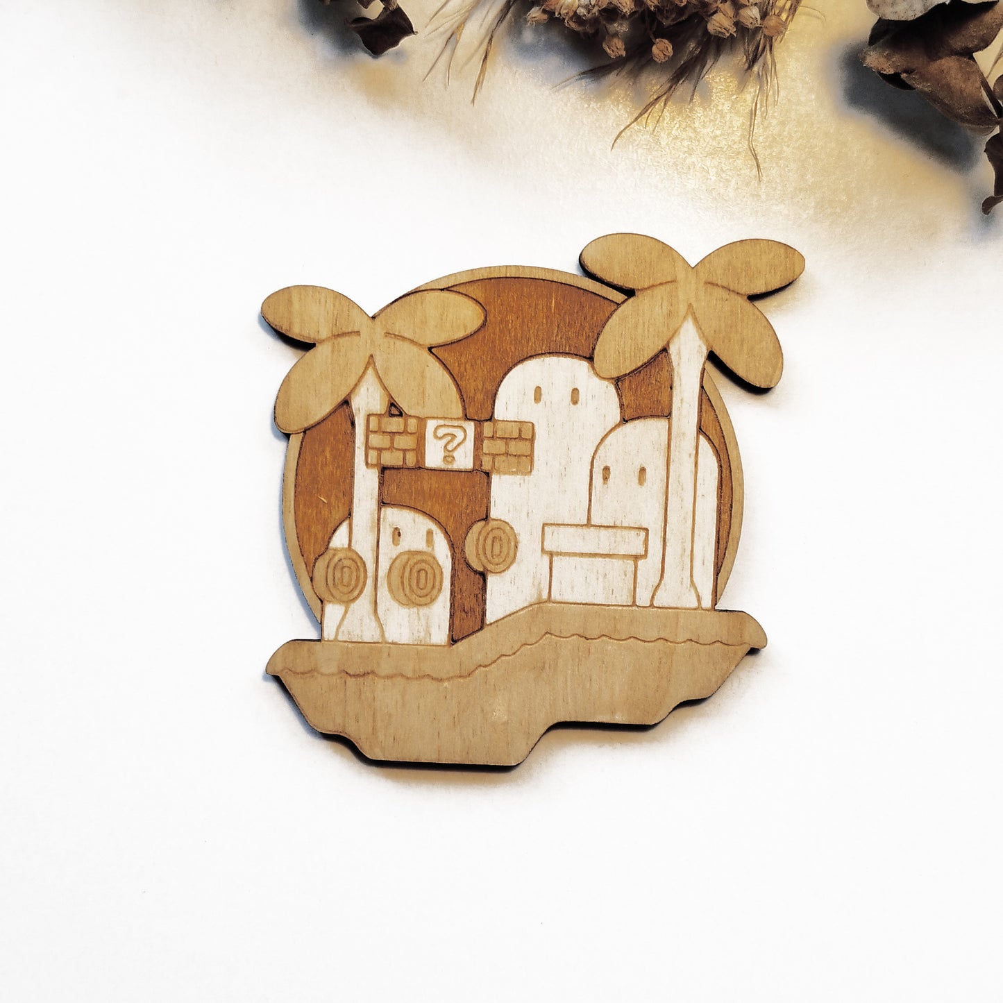 Set of 6 Super Mario Bros Wooden Coasters - Handmade Gift - Housewarming - Wood Kitchenware