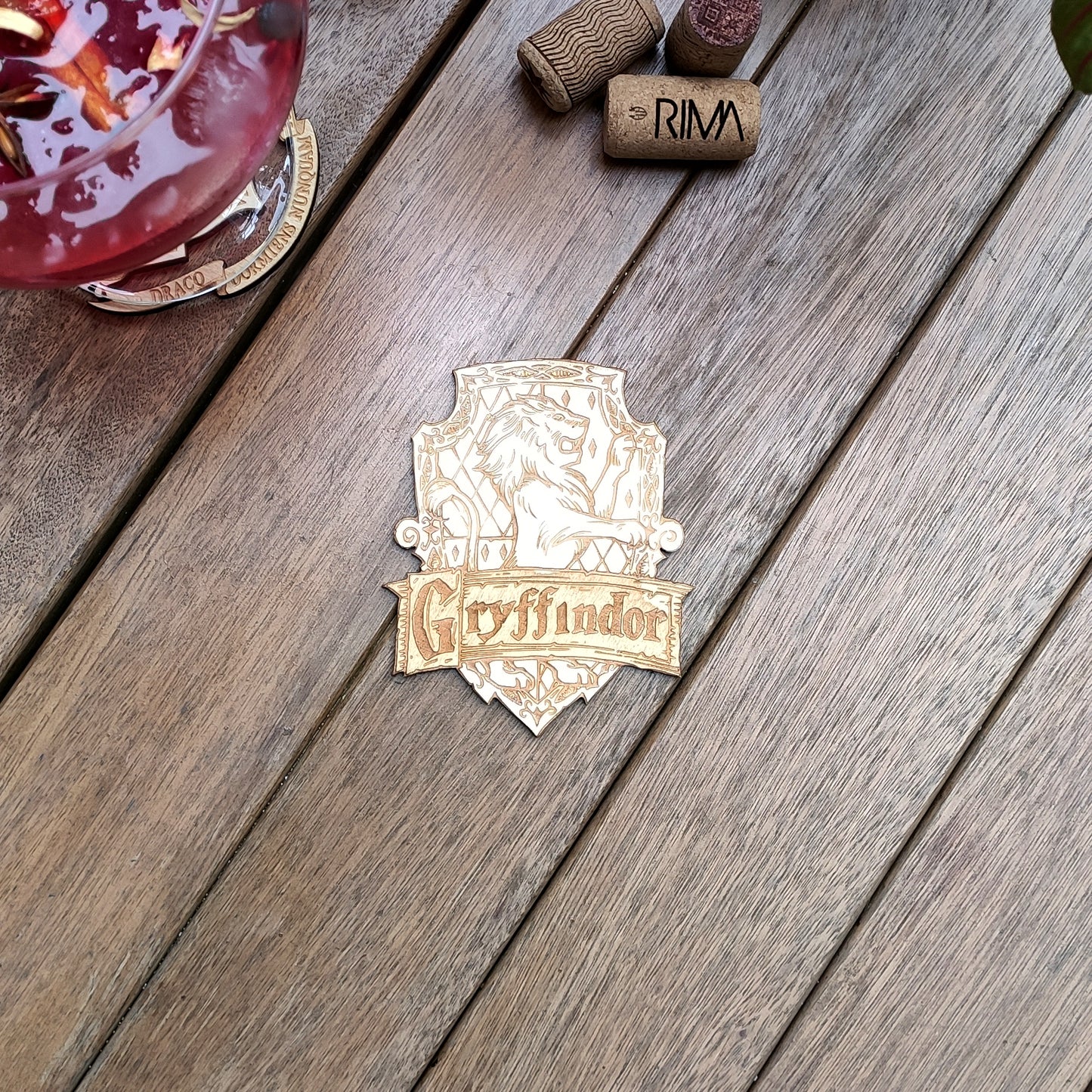 Set of 5 Harry Potter Wooden Coasters - Handmade Gift - Housewarming - Wood Kitchenware - Hogwarts Schools
