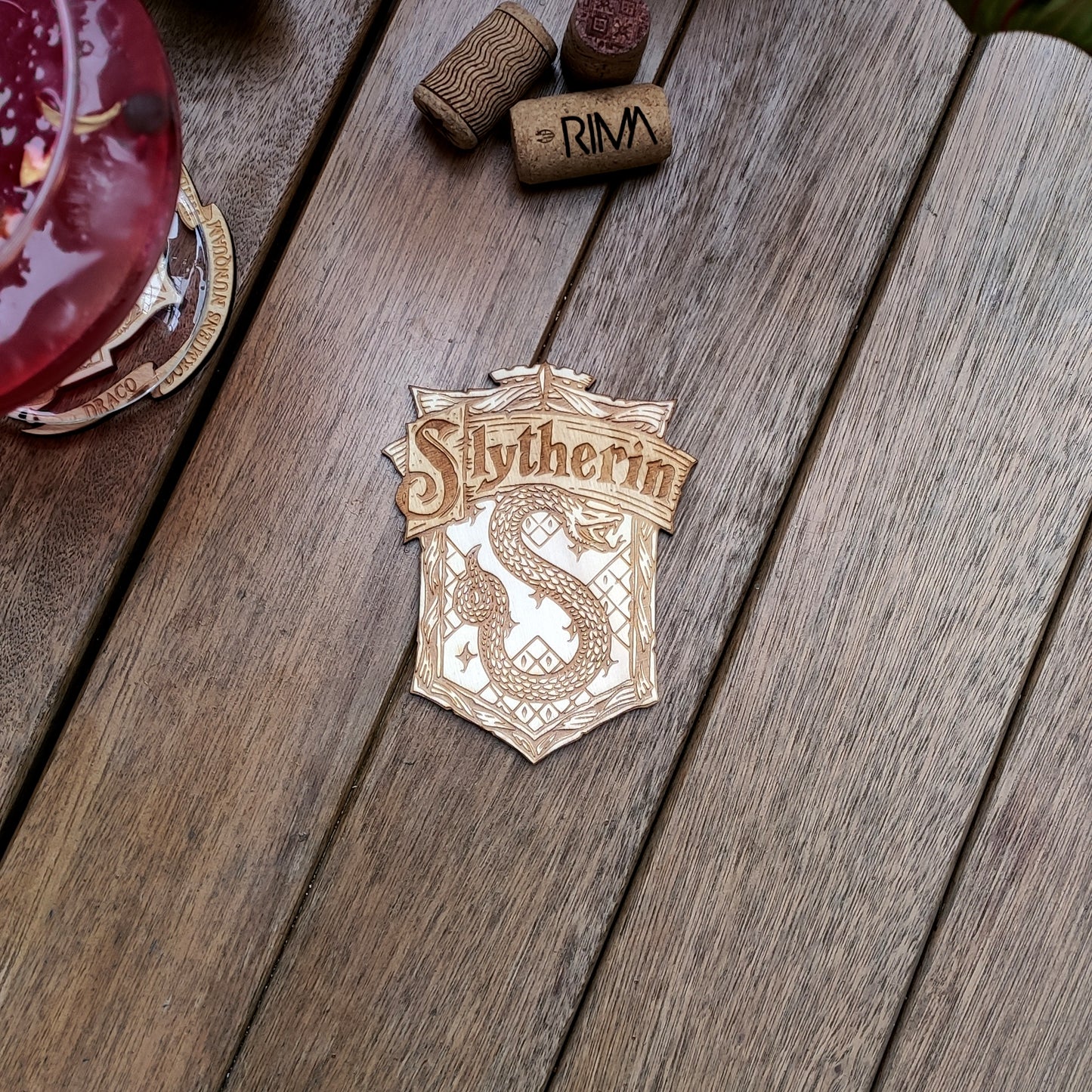 Set of 5 Harry Potter Wooden Coasters - Handmade Gift - Housewarming - Wood Kitchenware - Hogwarts Schools