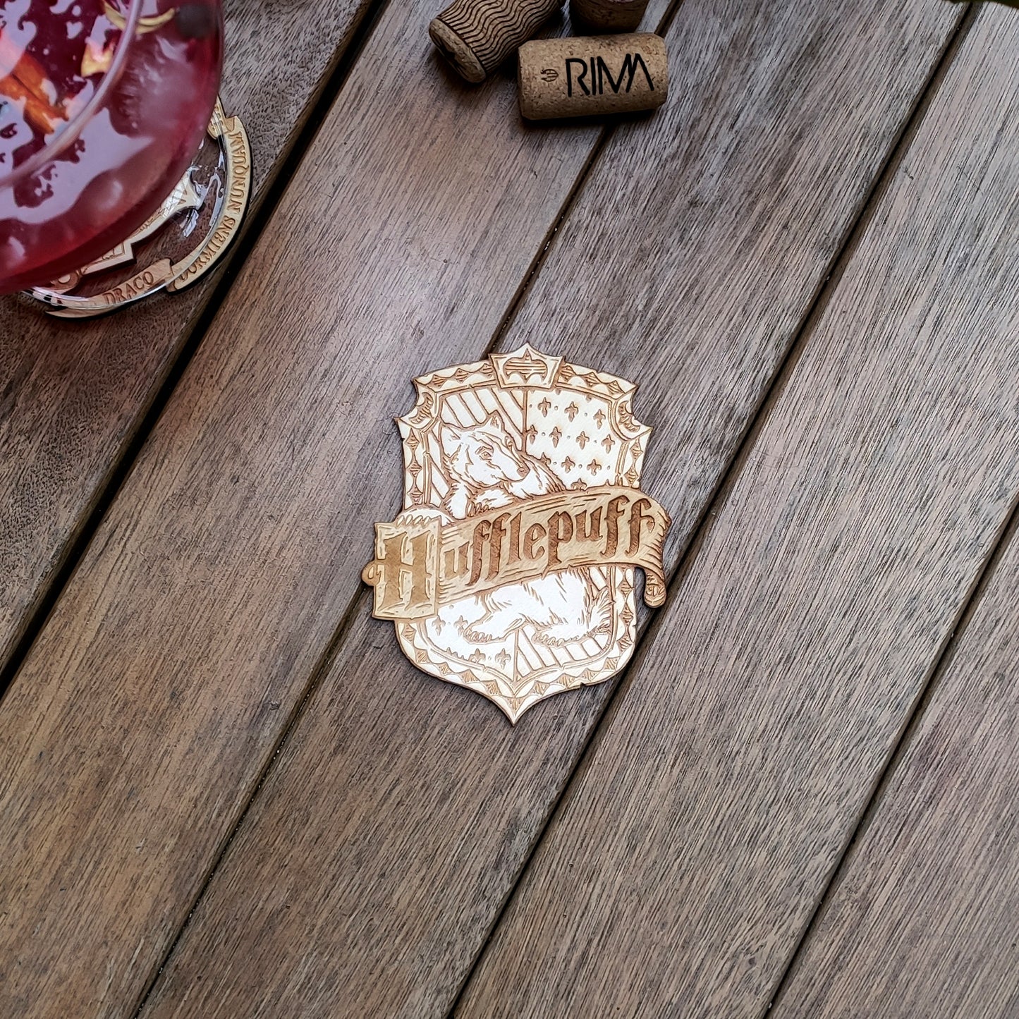 Set of 5 Harry Potter Wooden Coasters - Handmade Gift - Housewarming - Wood Kitchenware - Hogwarts Schools
