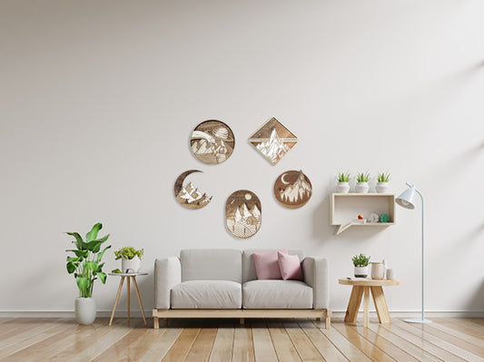 Mountains Wall Art Decor - Wood - Modern Art - Layered Art